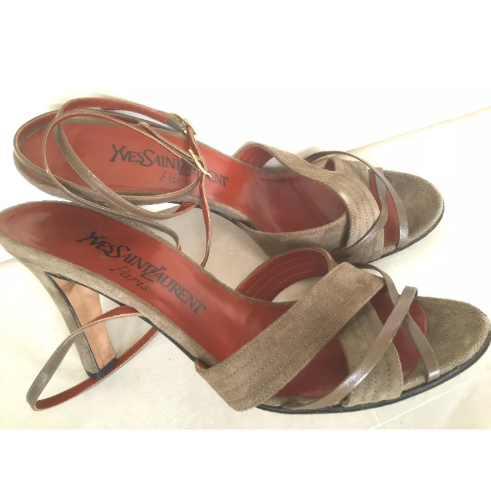 YSL Yves Saint Laurent Ankle Strap Slingback Shoes